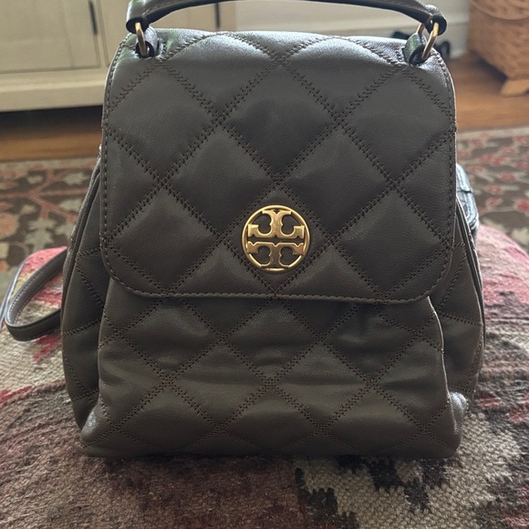 Tory Burch Quilted Dark Brown Backpack - Picture 1 of 6